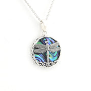 Alternate View Abalone Dragonfly Round Necklace