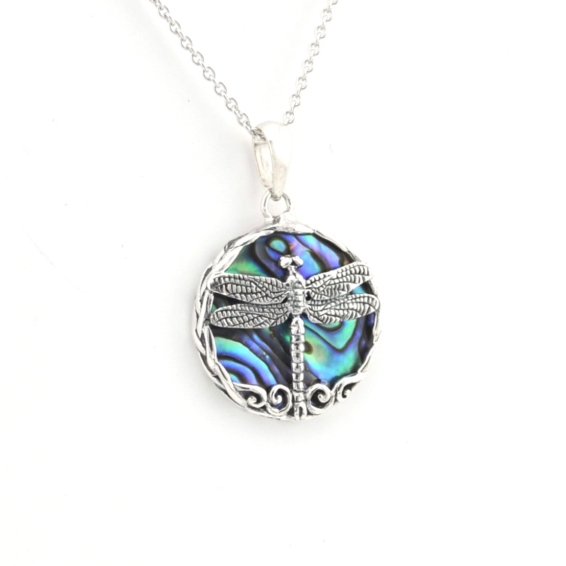 Alternate View Abalone Dragonfly Round Necklace