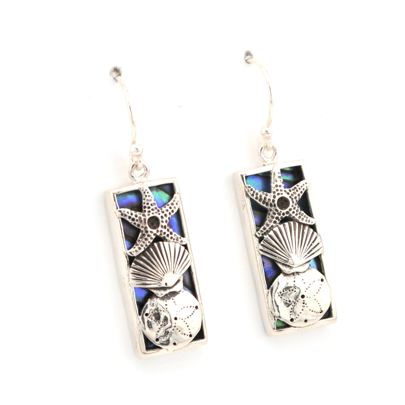 Alternate View Abalone Seashell Rectangle Earrings