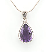 Purple teardrop pendant on a white background