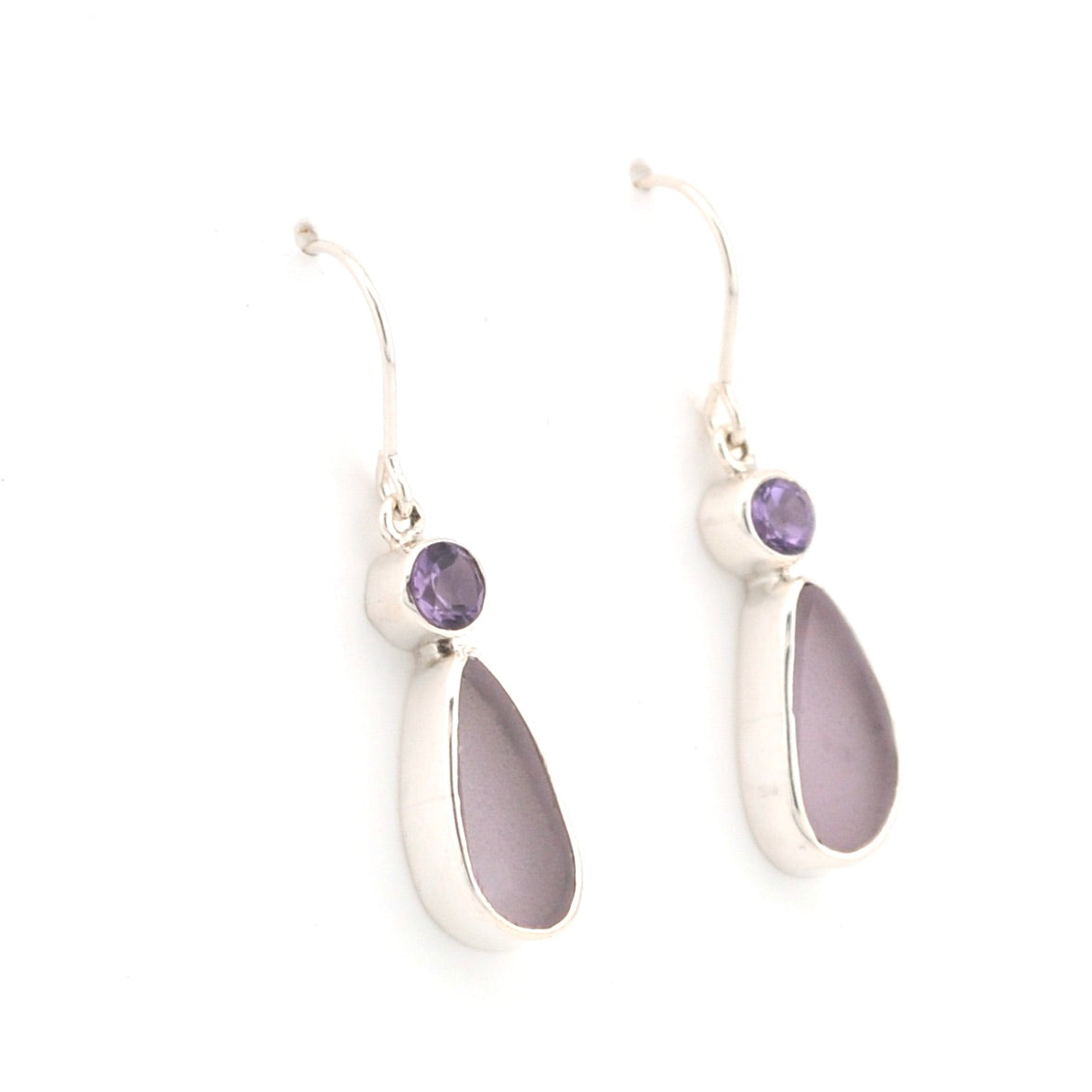 Alternate View Amethyst Lavender Sea Glass Earrings