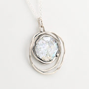 Alternate View Silver Ancient Roman Glass Double Circle Necklace