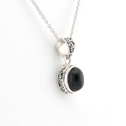 Alternate View Black Star Diopside 7x9mm Oval Bali Necklace