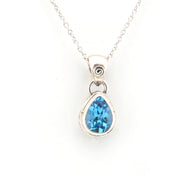 Alternate View Blue Topaz 7x9mm Tear Bali Necklace