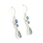 Alternate View Blue Topaz Aqua Sea Glass Earrings