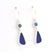 Alternate View Blue Topaz Cobalt Sea Glass Earrings