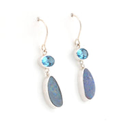Alternate View Blue Topaz Opal Dangle Earrings