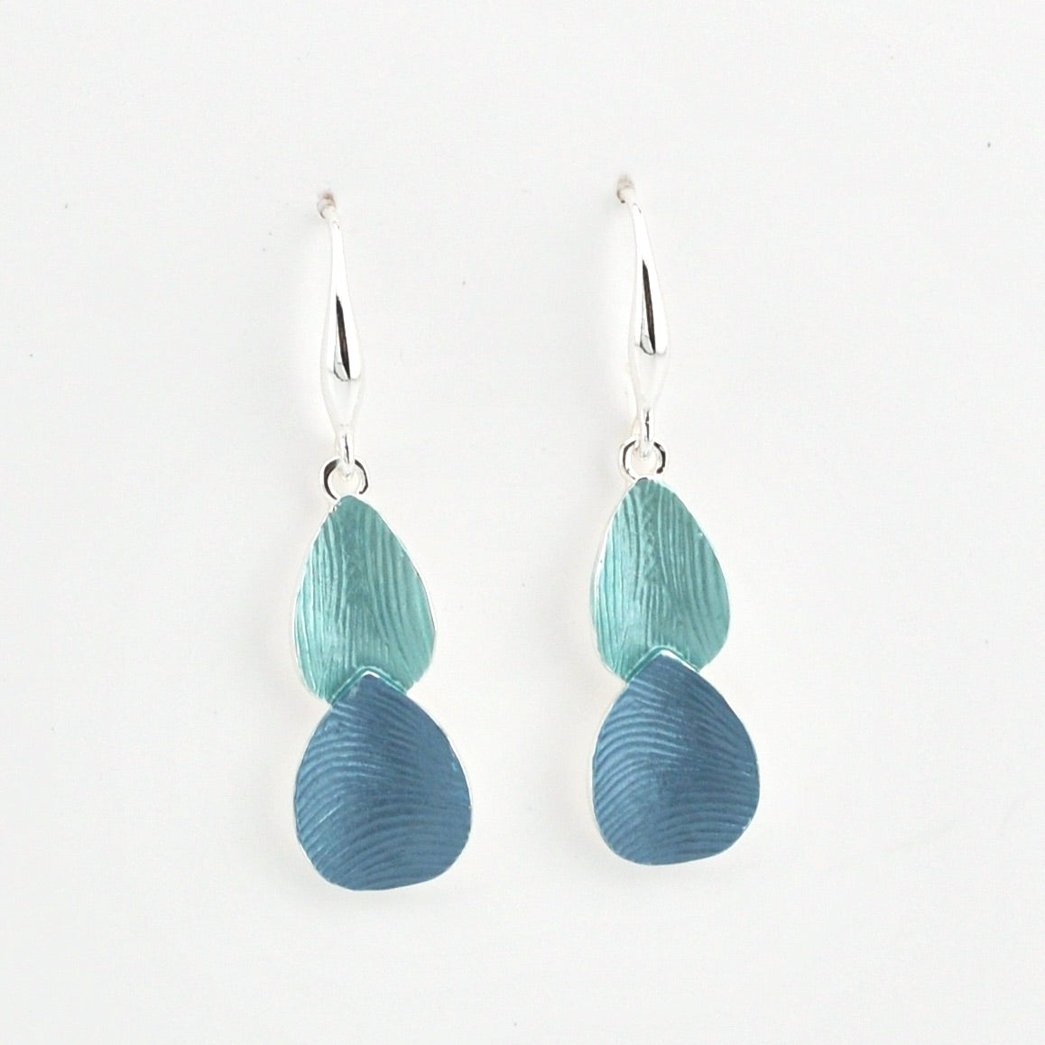 Alternate View Blue Turquoise Petal Shaped Earrings
