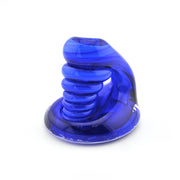 Blue pen holder on a white background