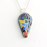 Colorful pendant necklace on a white background