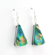 Alternate View Dichroic Glass Green Rainbow Fan Dangle Earrings
