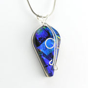 Dichroic Glass Rainbow Blue Wisteria Pendant