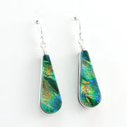 Alternate View Dichroic Glass Rainbow Green Earrings