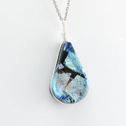 Alternate View Dichroic Glass Silver Teardrop Pendant