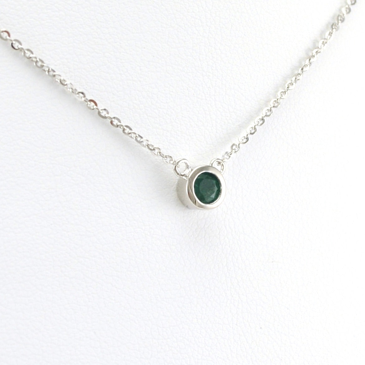 Alternate View Emerald .3ct 4mm Round Necklace
