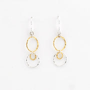 Alternate View Fine Silver and Gold Drop Hoop Earrings