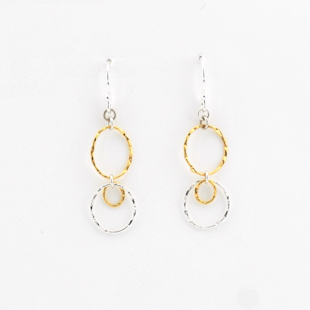 Alternate View Fine Silver and Gold Drop Hoop Earrings