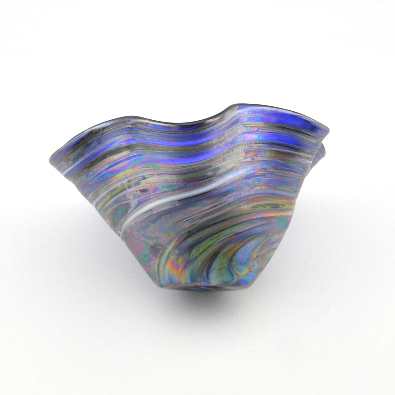 Alternate View Glass Mini Floppy Bowl Blue Rainbow