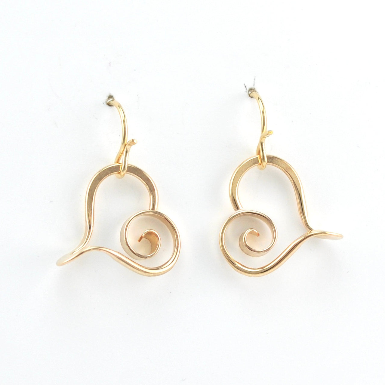 Alternate View Gold Fill Heart Dangle Earrings