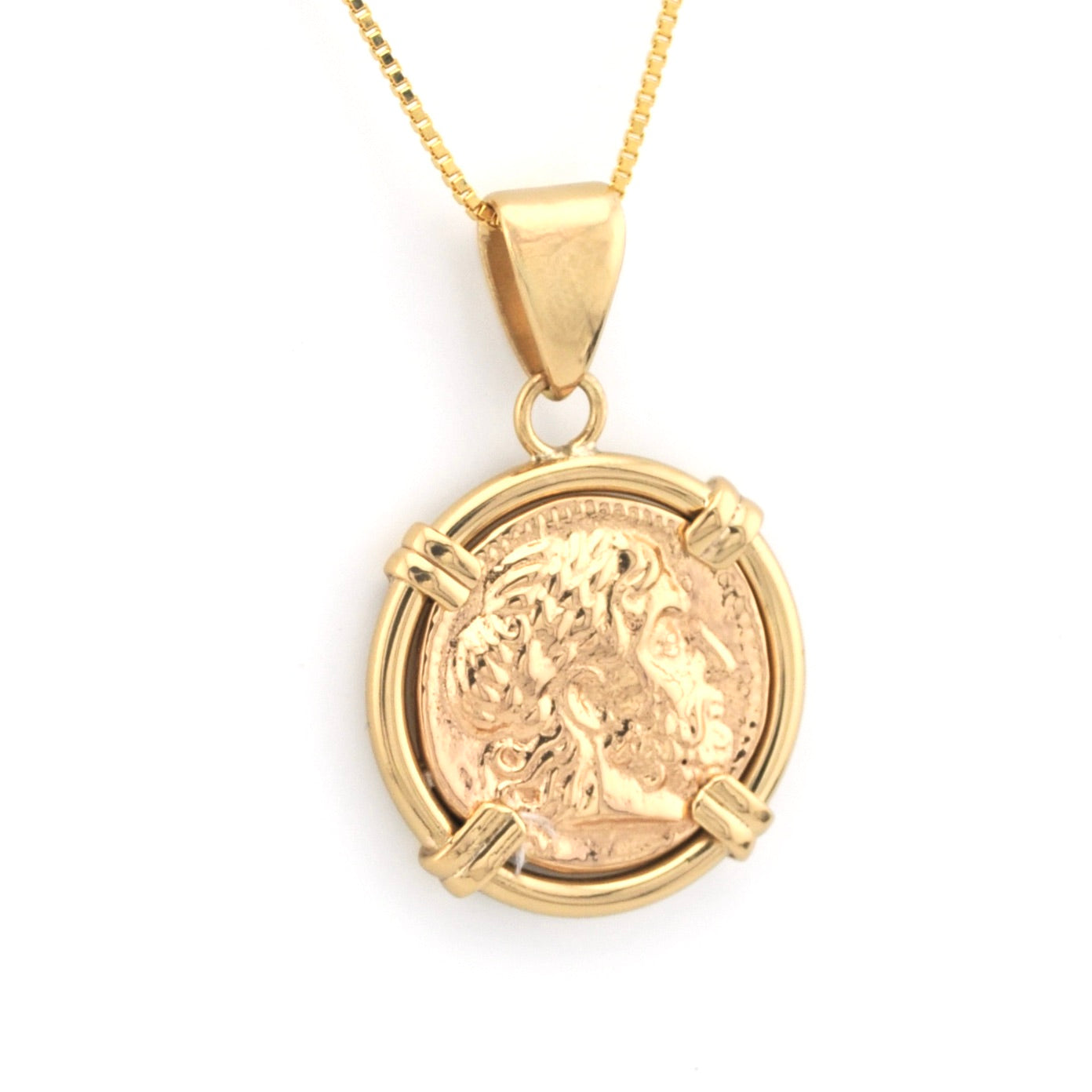 Alternate View Greek Coin in Setting Reversible Pendant