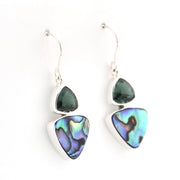 Green Quartz Abalone Trillion Earrings