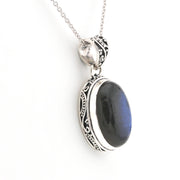 Alternate View Labradorite 12x19mm Oval Bali Necklace
