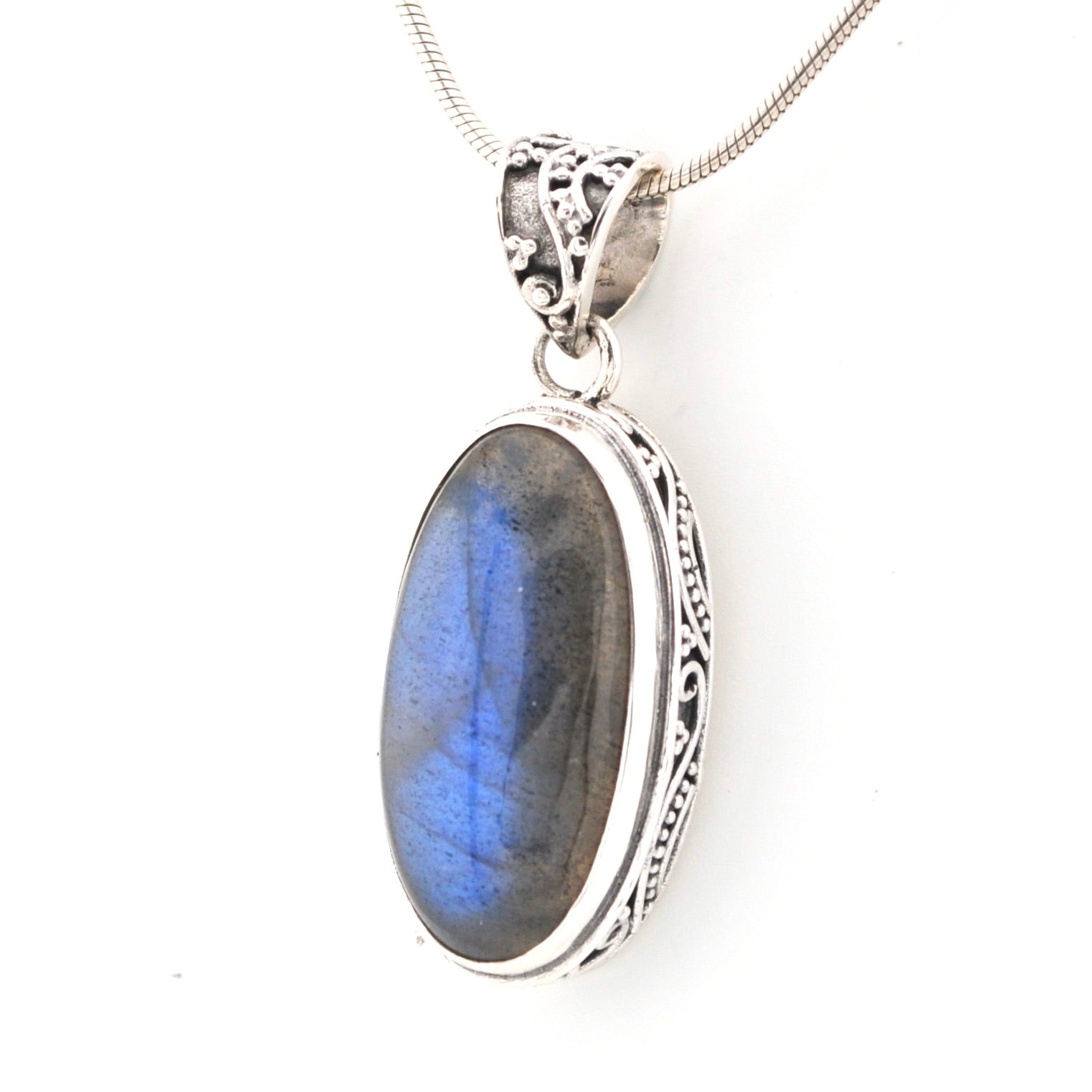 Alternate View Labradorite 12x24mm Oval Bali Pendant
