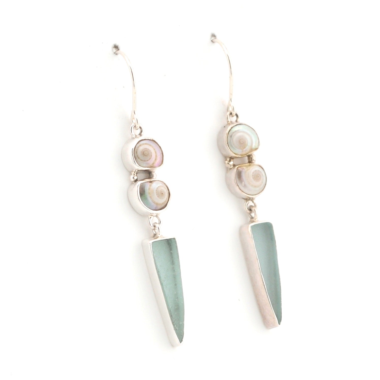 Alternate View Malabar Shell Aqua Sea Glass Earrings