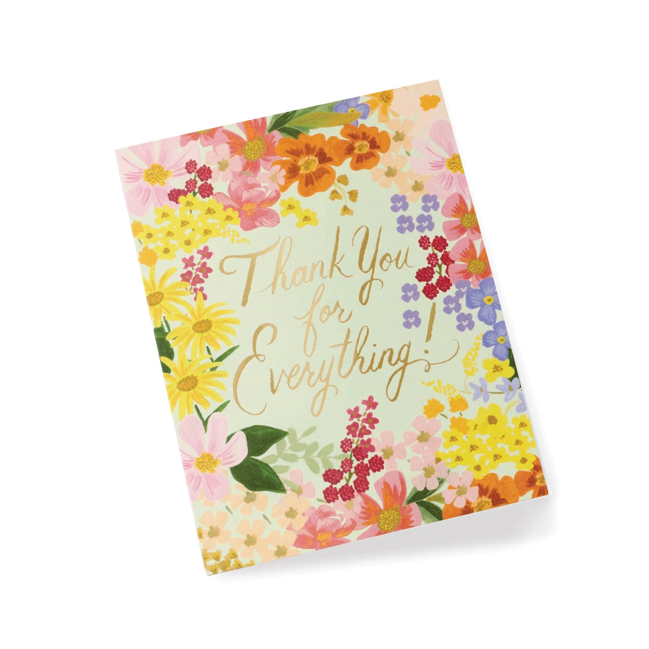 Floral card with 'Thank You for Everything' text on a white background