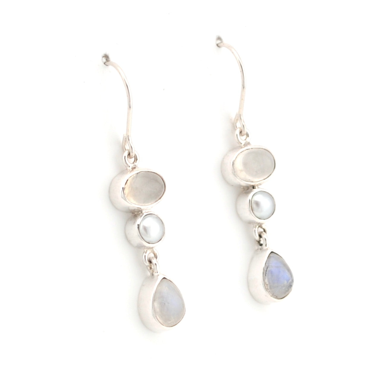 Alternate View Moonstone with Pearl Earrings