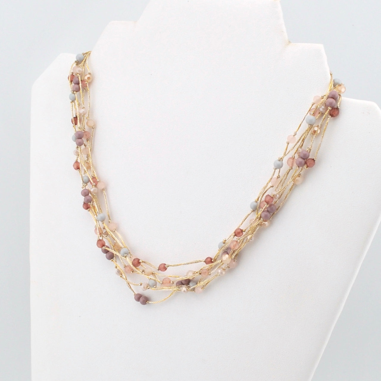 Alternate View Rose Multi Strand Beaded Silk Necklace
