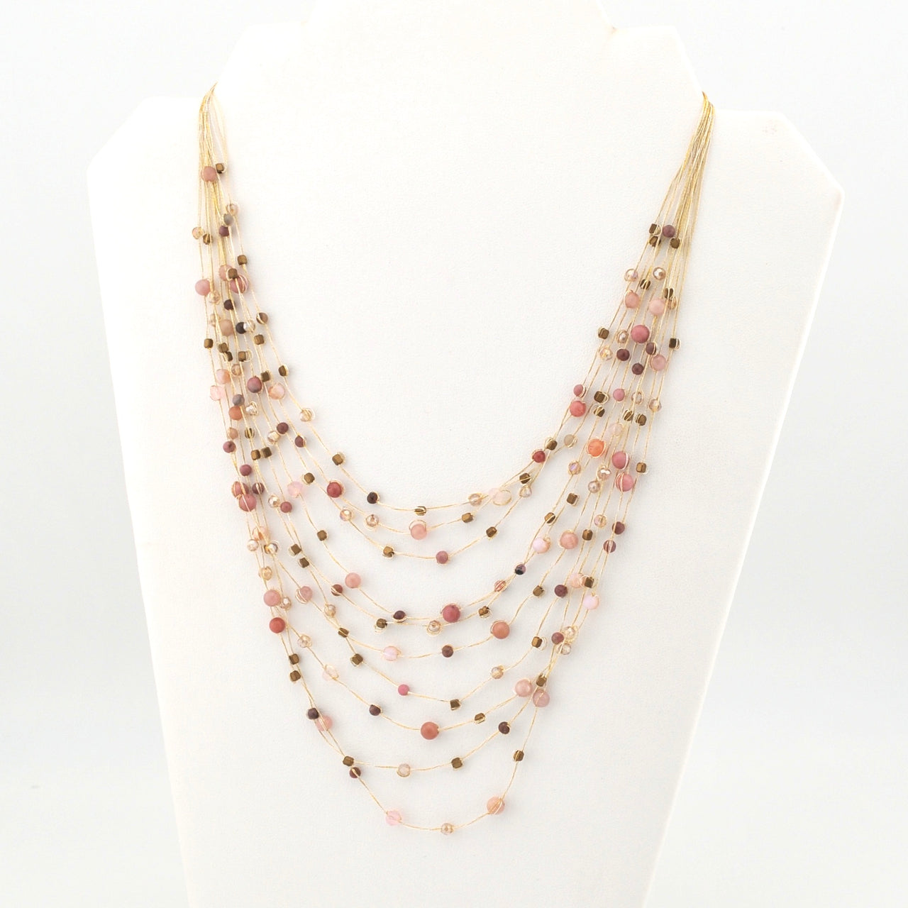 Alternate View Seashell Multistrand Beaded Stone and Crystal Necklace