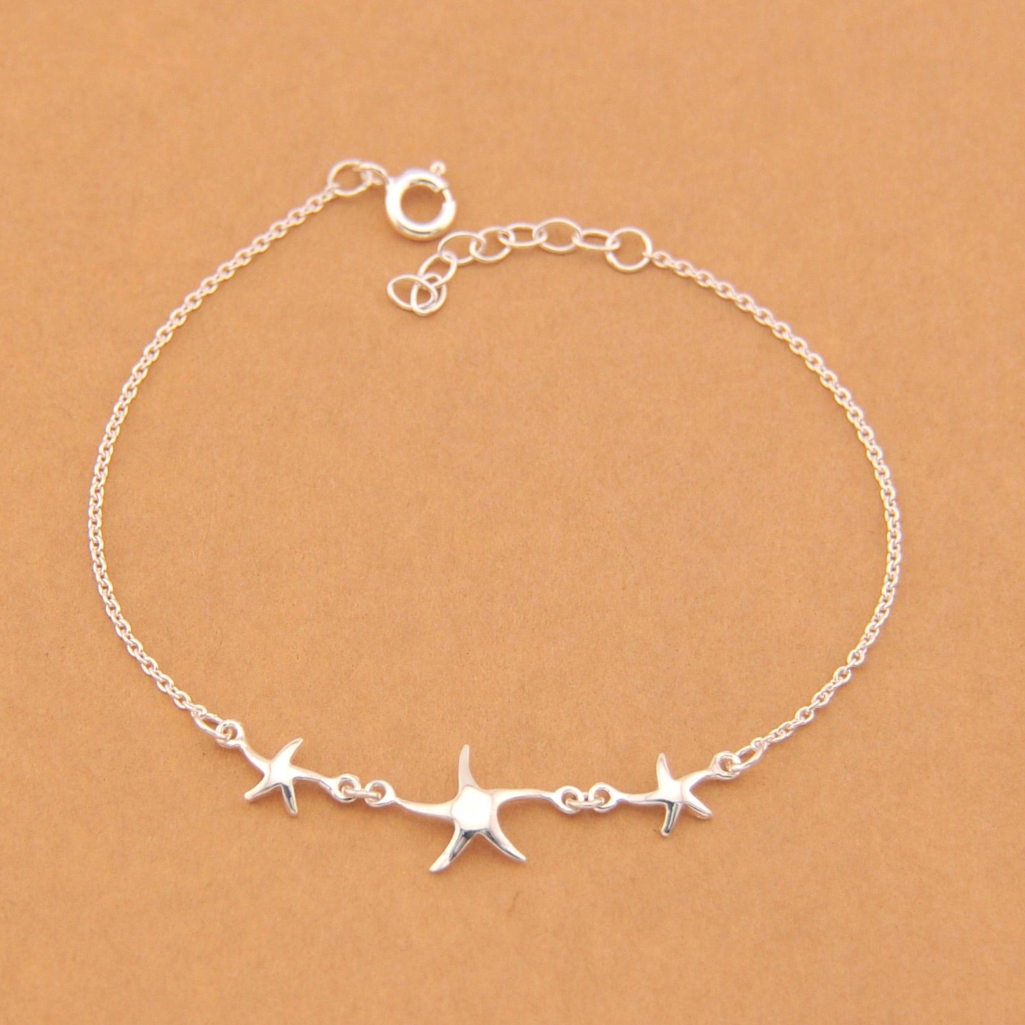 Alternate View Silver 3 Starfish Link Bracelet