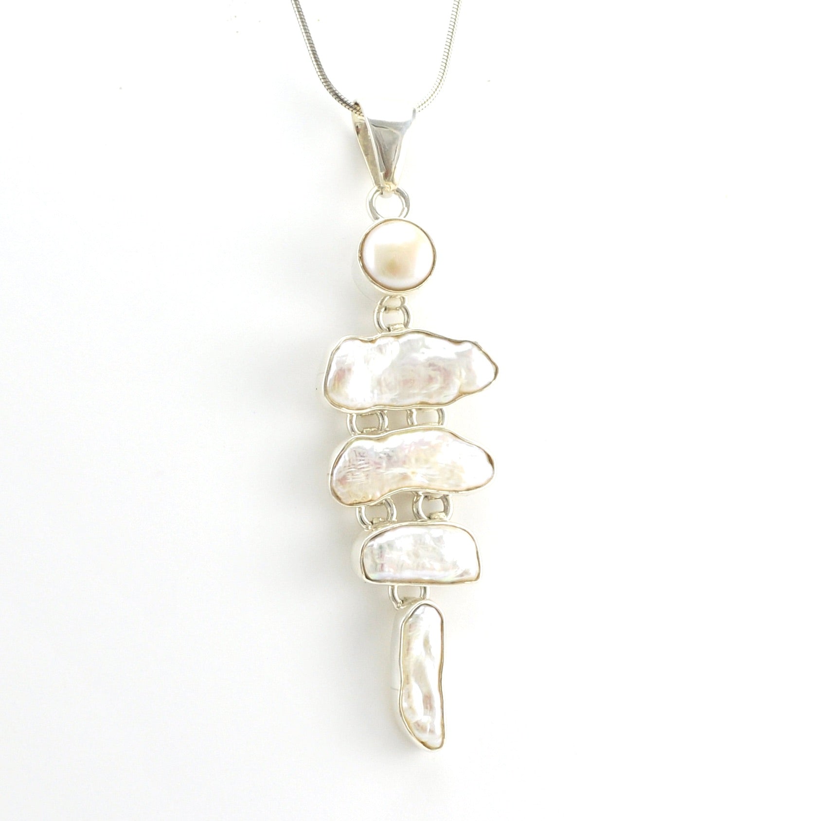 Alternate View Silver 4 Biwa Pearl Pendant