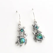 Alternate View Silver Abalone Double Sea Turtle Dangle Earrings