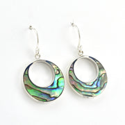 Alternate View Silver Abalone Round Dangle Earrings