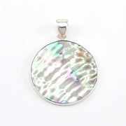 Alternate View Silver Abalone Round Pendant