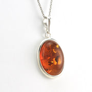 Alternate View Silver Amber Oval Necklace