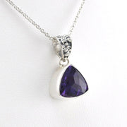 Alternate View Silver Amethyst 10mm Trillion Necklace