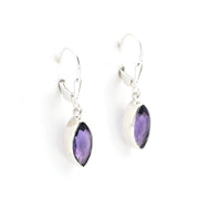 Alternate View Silver Amethyst 6x12mm Marquise Dangle Earrings