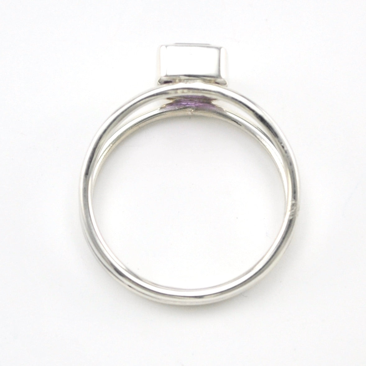 Alternate View Silver Amethyst 6x8mm Rectangle 2 Band Ring