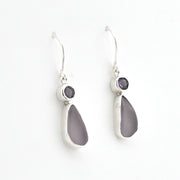 Amethyst Lavender Sea Glass Earrings on white background