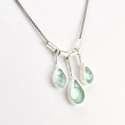Alternate View Silver Ancient Roman Glass 3 Teardrop Necklace