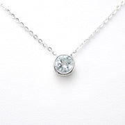 Alternate View Silver Aquamarine .8ct Round Necklace