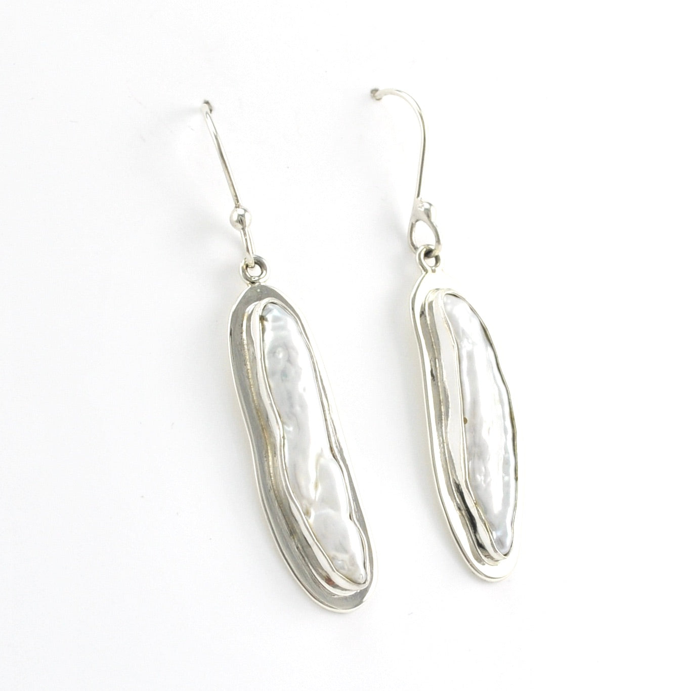 Alternate View Silver Biwa Pearl Dangle Earrings