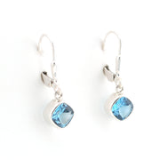 Alternate View Silver Blue Topaz 6mm Offset Square Dangle Earrings