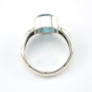 Alternate View Silver Blue Topaz 9mm Square Scroll Ring