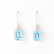 Pair of earrings with blue gemstones on a white background