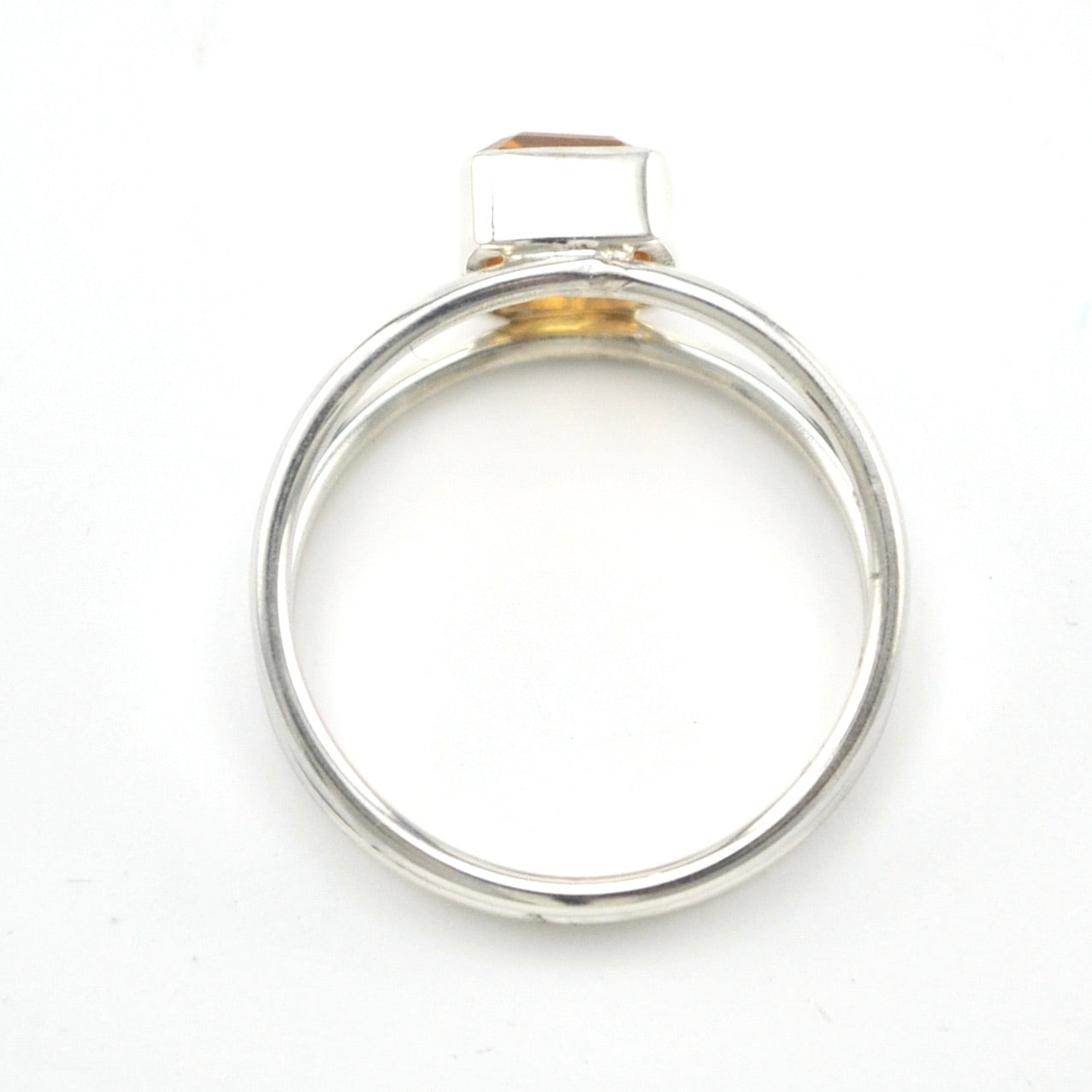 Alternate View Silver Citrine 6x8mm Rectangle 2 Band Ring