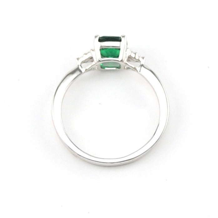 Alternate View Silver Created Emerald 1ct Square CZ Ring